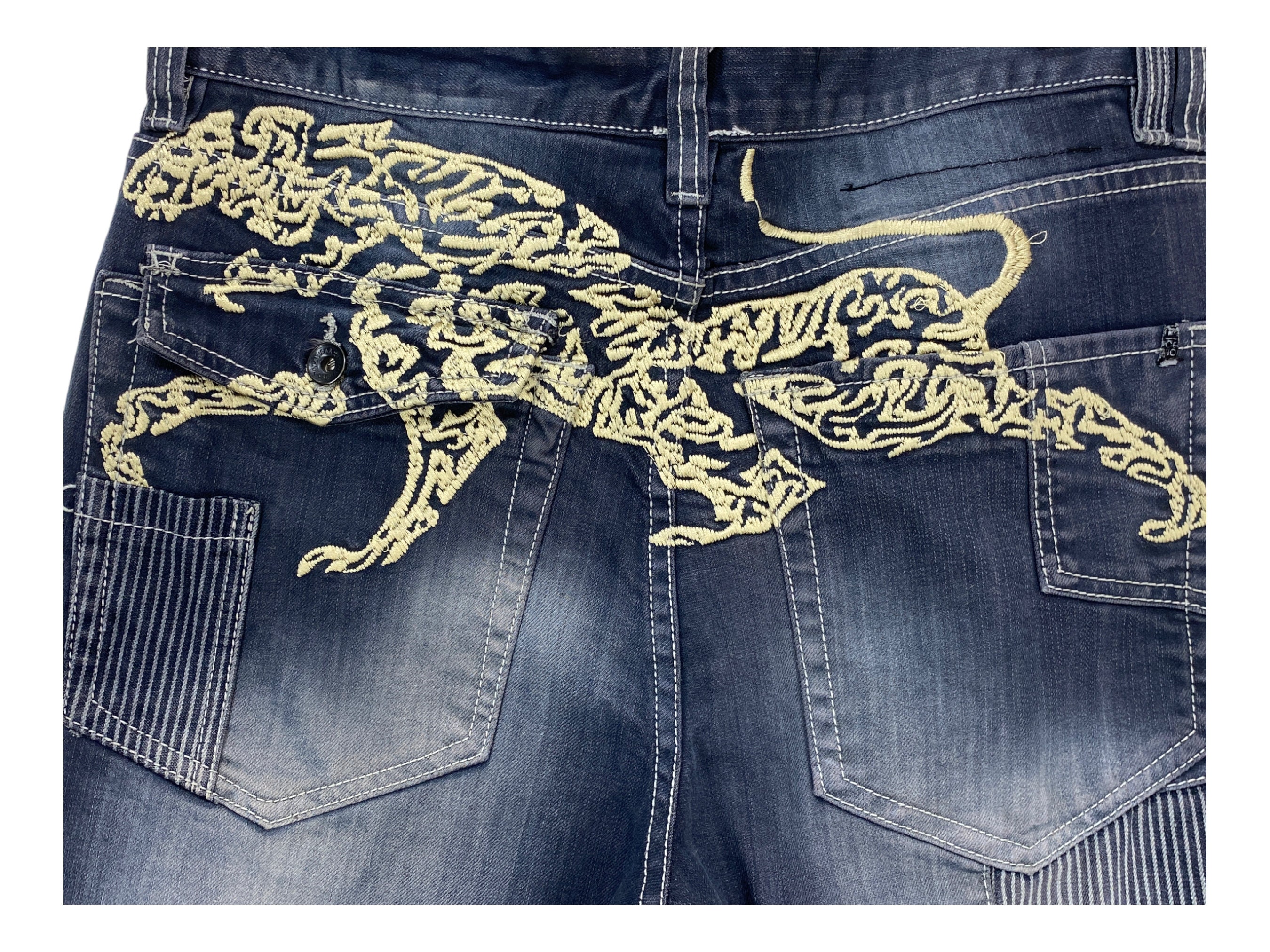 00s ROCA WEAR Denim Painter Pants 紺 W34×L30 ロカウェア