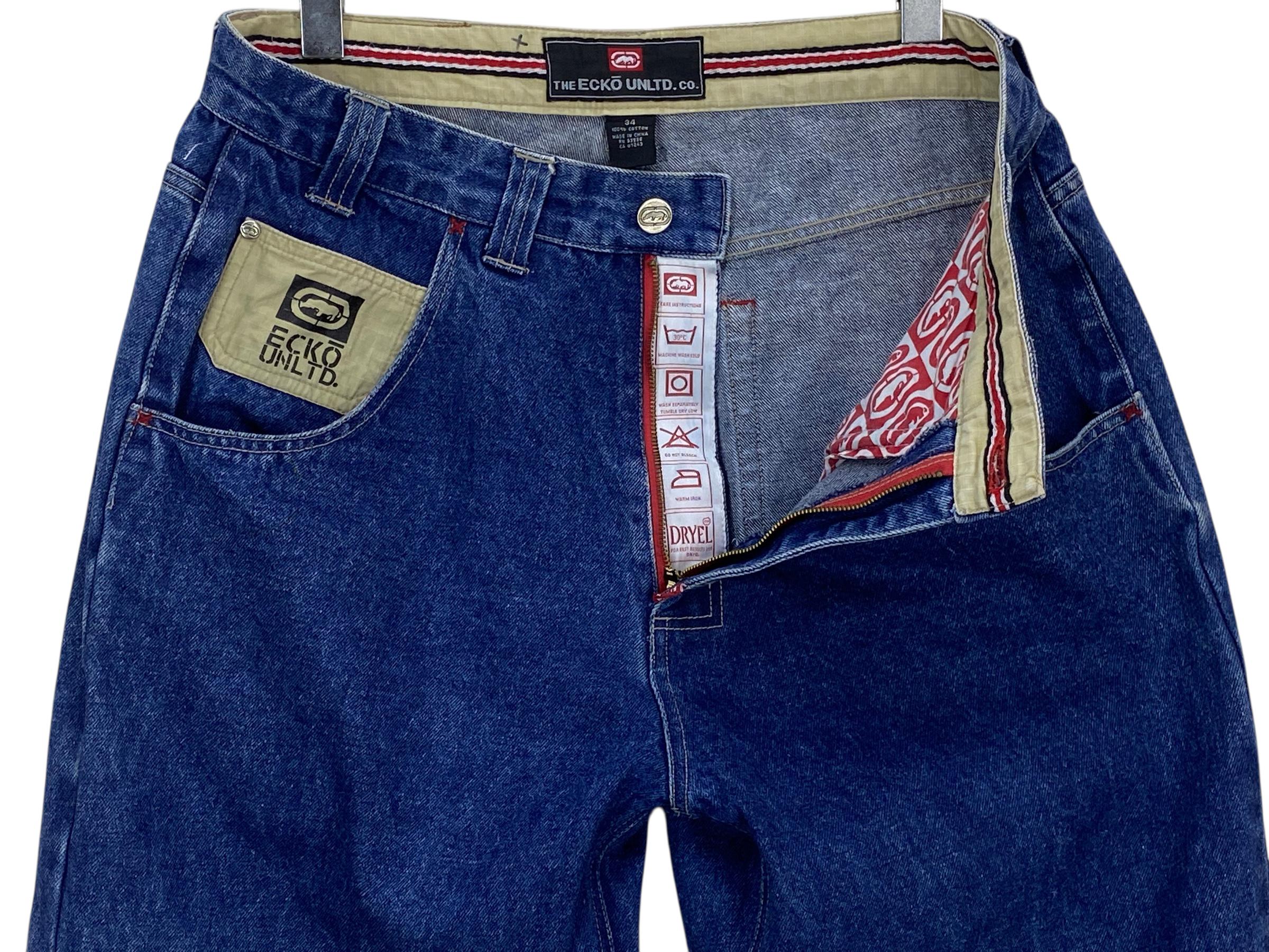 Vintage Ecko Unltd Jeans | 90s Baggy Denim, Red Logo (32