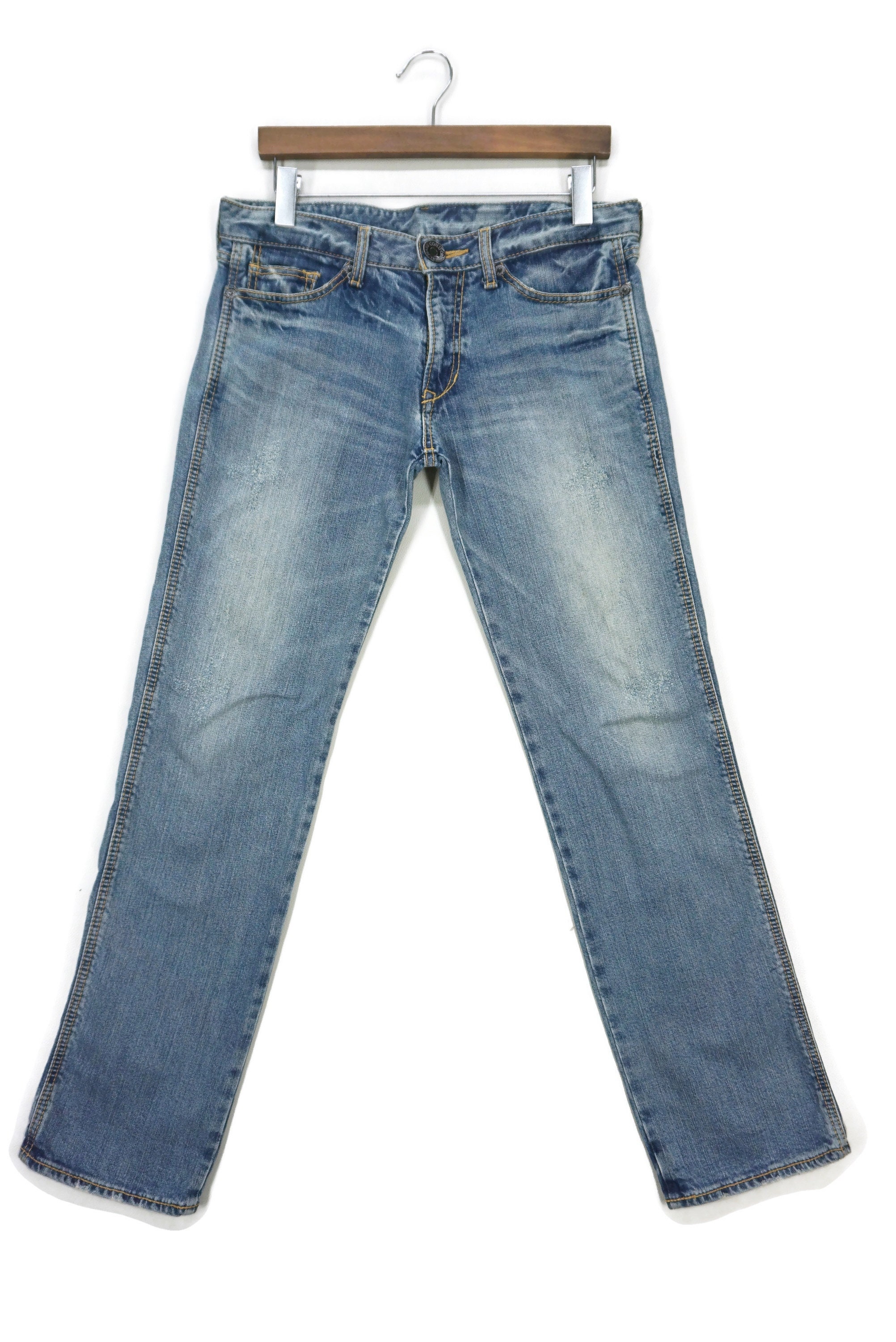 【関税&送料込み】ChloAC Iced Blue Cotton Denim Jeans Coandlu Jeans Size 27 W34xl32 Coandlu Japan Straight Leg