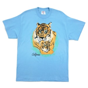 Tiger Shirt Mens Size XL 90s California Tiger T Shirt California Vintage Tiger Animal Print Tee Hef-T by Tee Jays USA Made