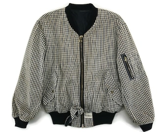 Pink House Flight Jacket Womens Size L Mens Size S Oversized Vintage Pink House Workwear Jacket Pink House Natural Kei Gingham Bomber Jacket