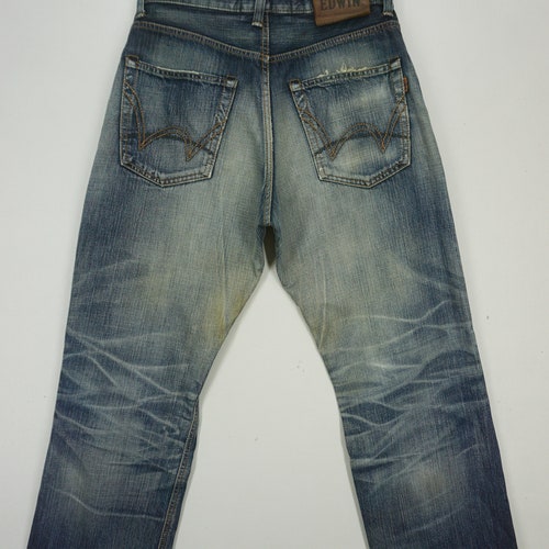 Edwin Selvedge Jeans Size 31 W34xL28.5 Edwin 505V Denim Jeans Edwin Japan New Vintage Distressed Selvedge Jeans Dirty Blue Pants shops Japan Made