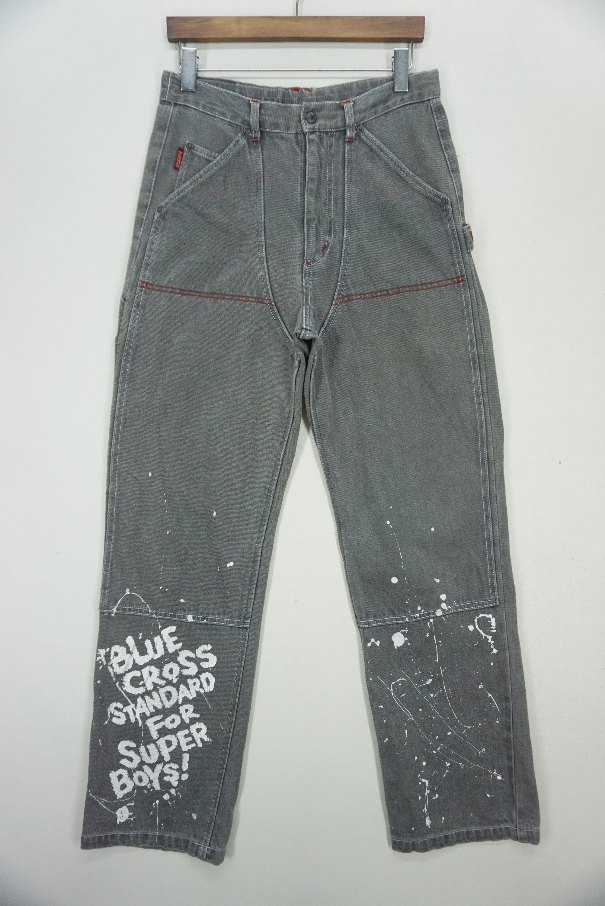 9/5終◆高級【divka】ガスボイル  Double Cross Pants Blue Cross Jeans Size LL W31xl31.5 Blue Cross Carpenter