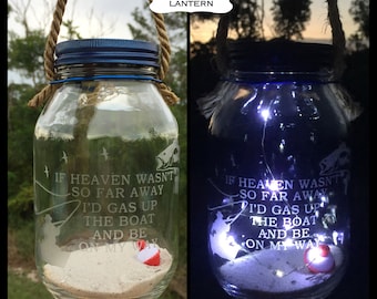 GRAVE DECORATION, Loss Of Dad, Loss Of Fisherman, Grave Lantern With Solar Light, Gravesite Ornament For Husband, Sympathy Gift