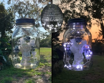 GRAVE DECORATION For Loss Of Father, Memorial Lantern With Verse, Cemetery Decoration With Angel, Grave Lantern With Solar Light, Sympathy