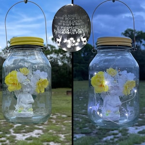 MEMORIAL LANTERN For Loss Of Baby, Grave Lantern With Verse, Cemetery Decoration With Angel, Grave Memorial With Solar Lights, Sympathy Gift