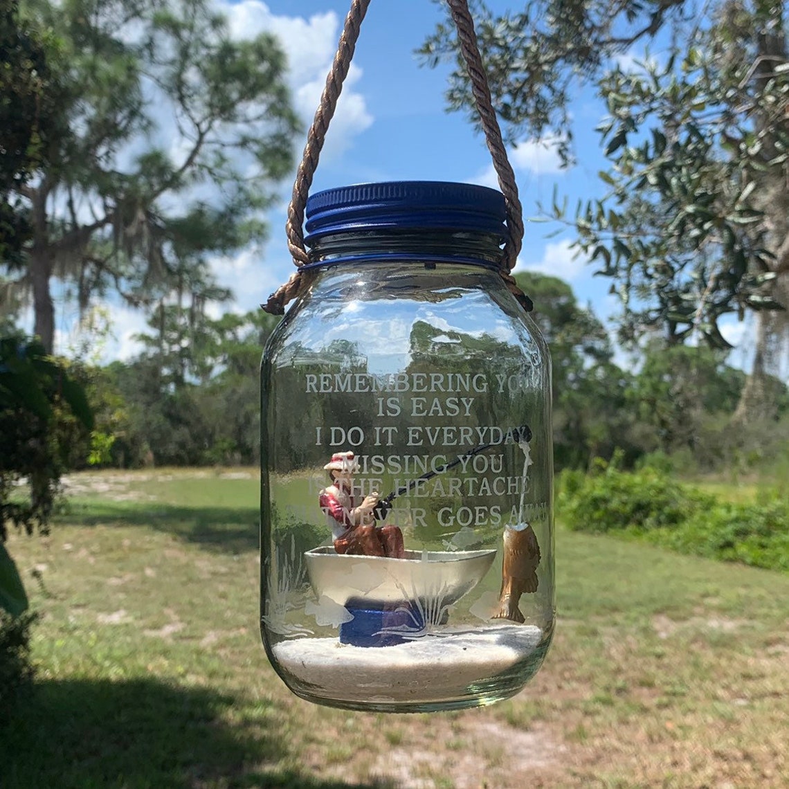 GRAVE DECORATION DAD Solar Light Loss of Father Fisherman Etsy