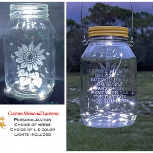 Sunflower Grave Decoration, Personalized Cemetery Decoration With Poem, Custom Grave Lantern With Solar Lights, Memorial Sympathy Gift