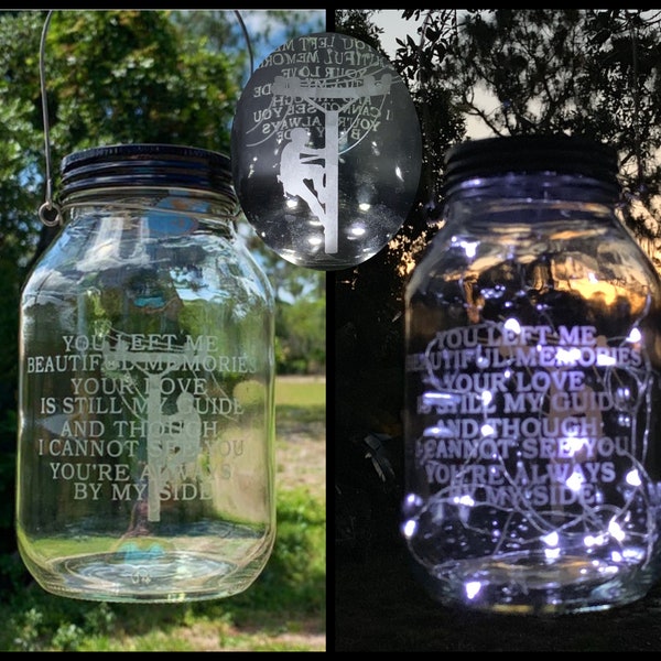 Grave Lantern Cemetery Decoration, Solar Light,  Loss Of Lineman, Electric Worker, In Memory Of Grave Decoration, Etched Glass Sympathy Gift
