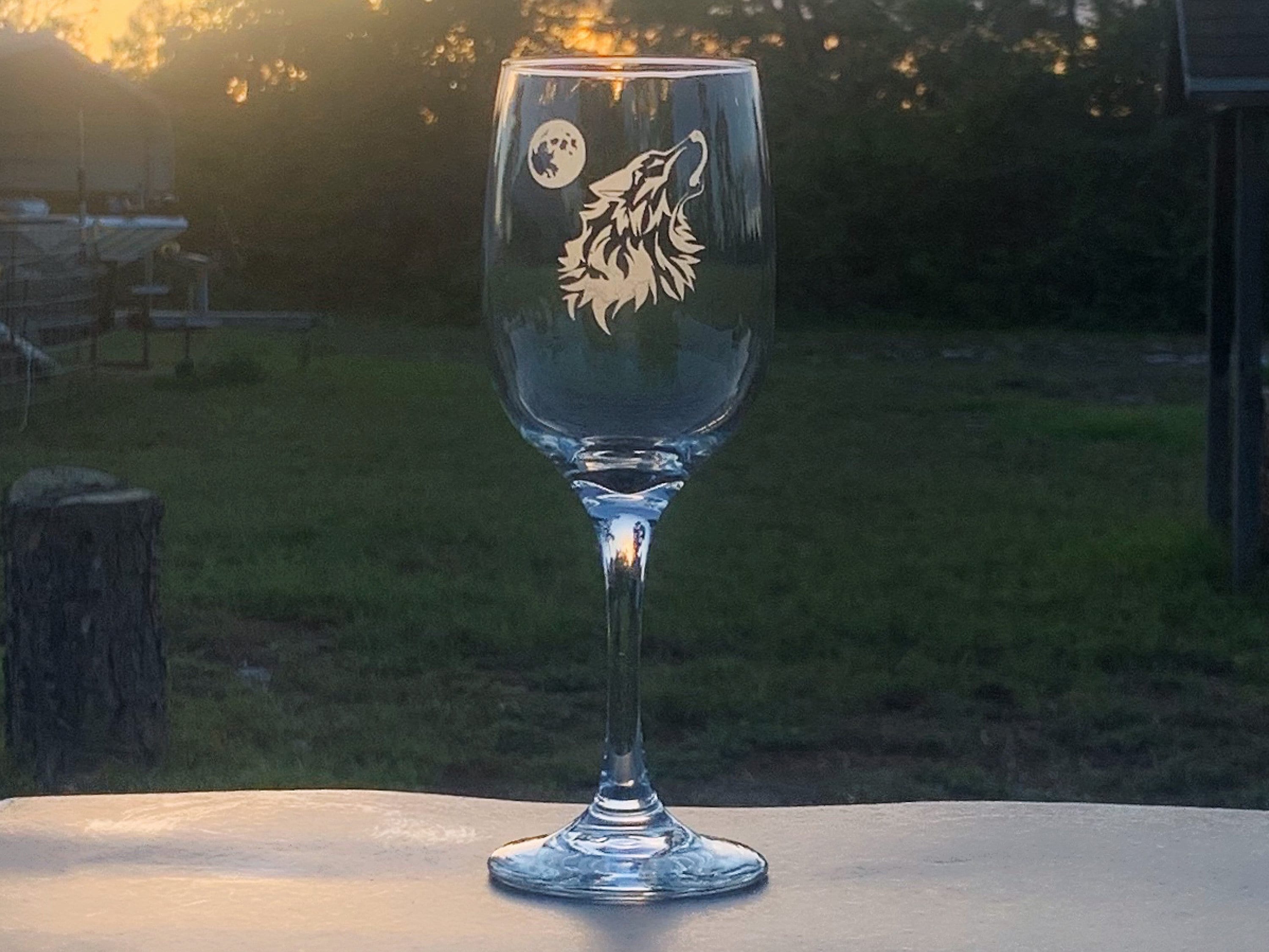 White Winter Ghost Wolf Wine Glass Goblet 19.5cm