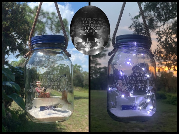 Cemetery Decoration Solar Light Loss Of Dad Fisherman Memorial Etsy