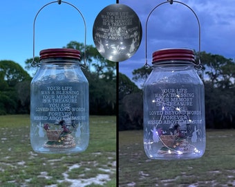 GRAVE DECORATION With Verse, Memorial Lantern For Grave, Cemetery Decoration With Poem, Grave Lantern With Solar Light, Sympathy Gift