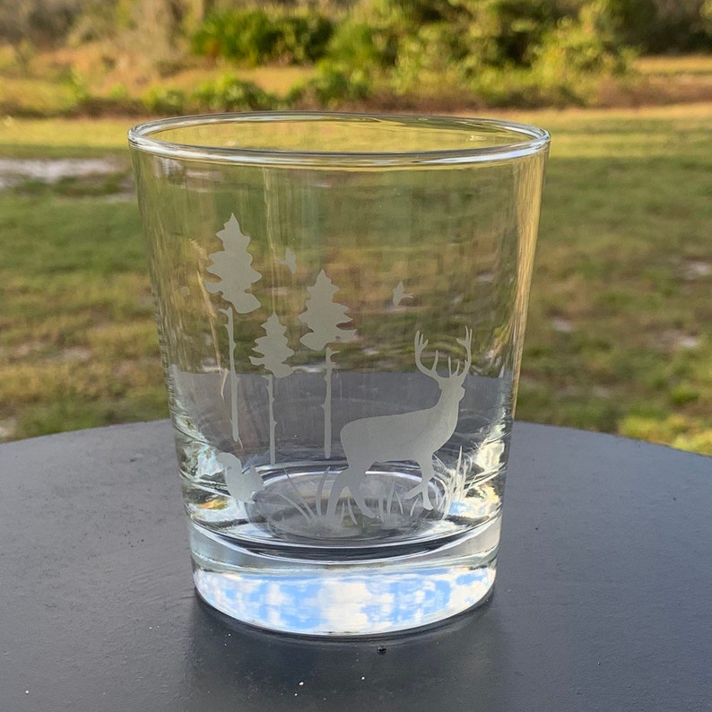 DEER HUNTER GIFT Deer Lowball Glass Etched Glass Wildlife Etsy UK