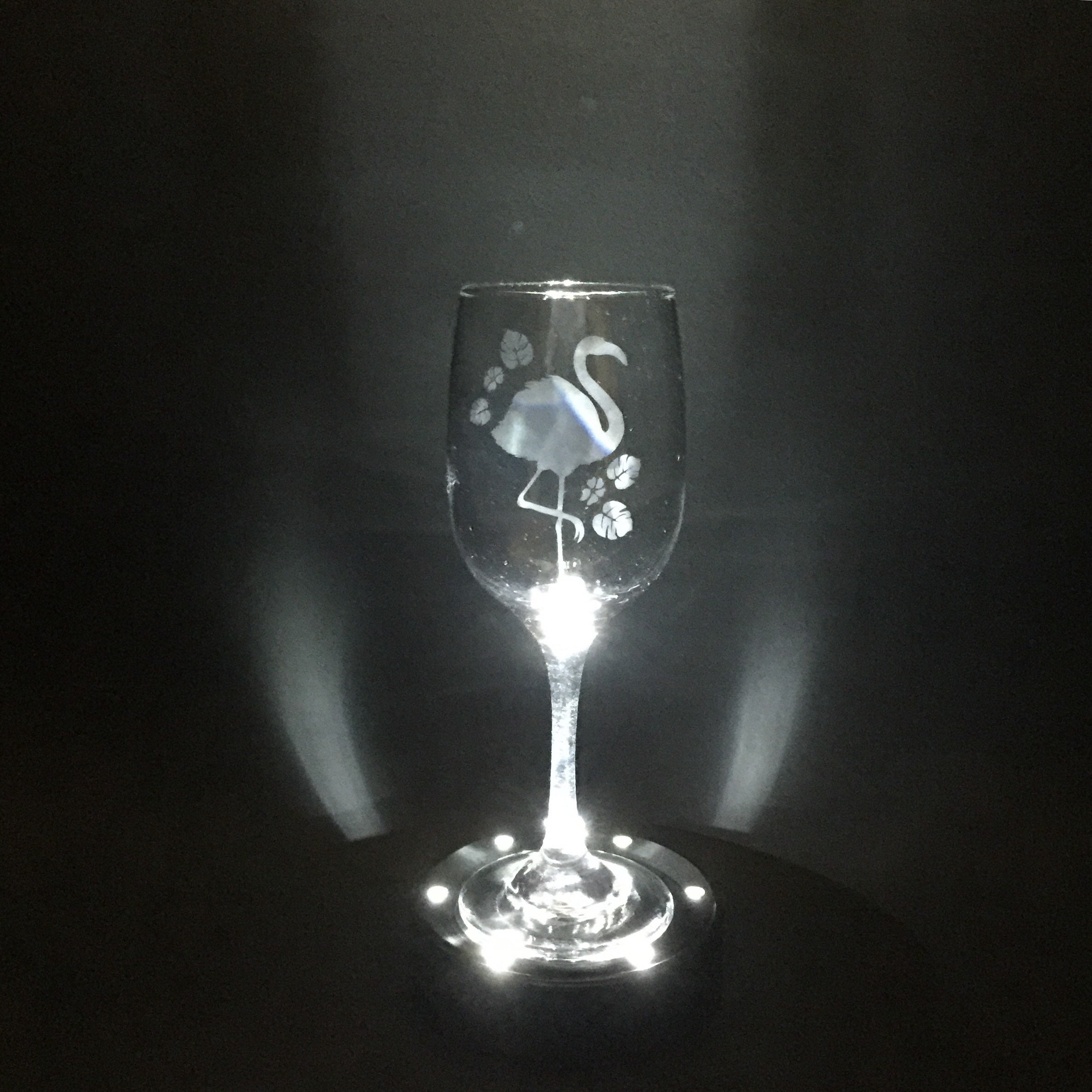 FLAMINGO GIFT Flamingo Wine Glass Etched Glass Stemmed Wine Etsy