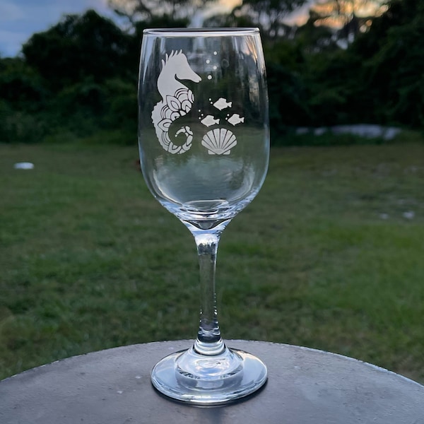 Seahorse Wine Glass Etsy