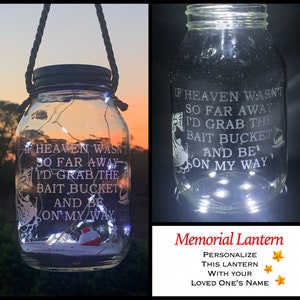 FISHERMAN Grave Decoration, With Catfish, Personlized Cemetery Decoration With Poem, Fishing Ornament, Grave Lantern, Loss Of Dad