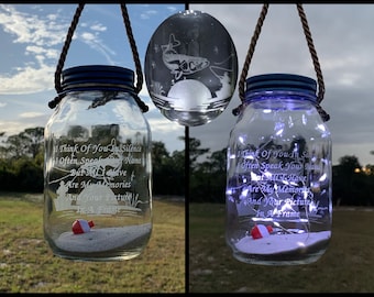 CEMETERY DECORATION Father, Solar Light, Grave Lantern, Loss Of Fisherman, Walleye Fishing Memorial, In Memory Of Son, Sympathy Gift