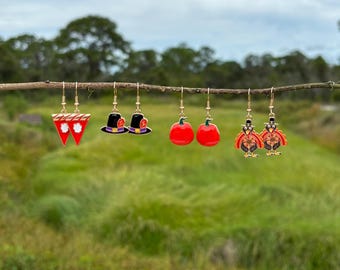 Thanksgiving Earrings, Pumpkin Pie Earrings, Pilgrim Hat Earrings, Pumpkin Earrings, Turkey Earrings, Fall Earrings, Festive Earrings