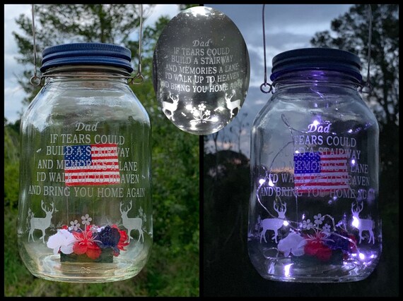 Grave Lantern Solar Patriotic Light Loss Of Dad Cemetery Etsy