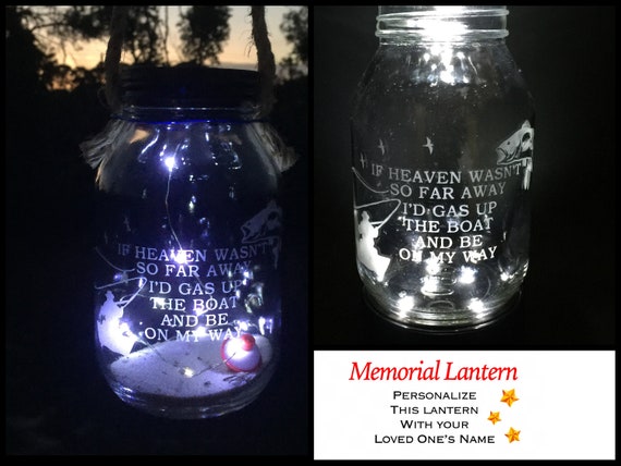 FISHING Grave Decoration, Personlized, Cemetery Decoration, Loss Of Fisherman, Grave Lantern, With Solar Light, Sympathy Gift, Loss Of Dad