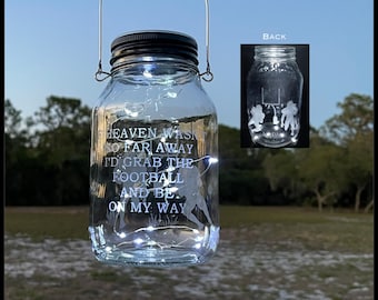 Custom Grave Decoration For Loss Of Football Player, With Name, Personlized Cemetery Decoration With Poem, Memorial Lantern, Sympathy Gift