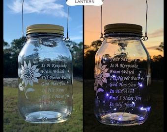 GRAVE DECORATION With Sunflower, Cemetery Decoration With Poem, Solar Light Grave Lantern, Sympathy Gift