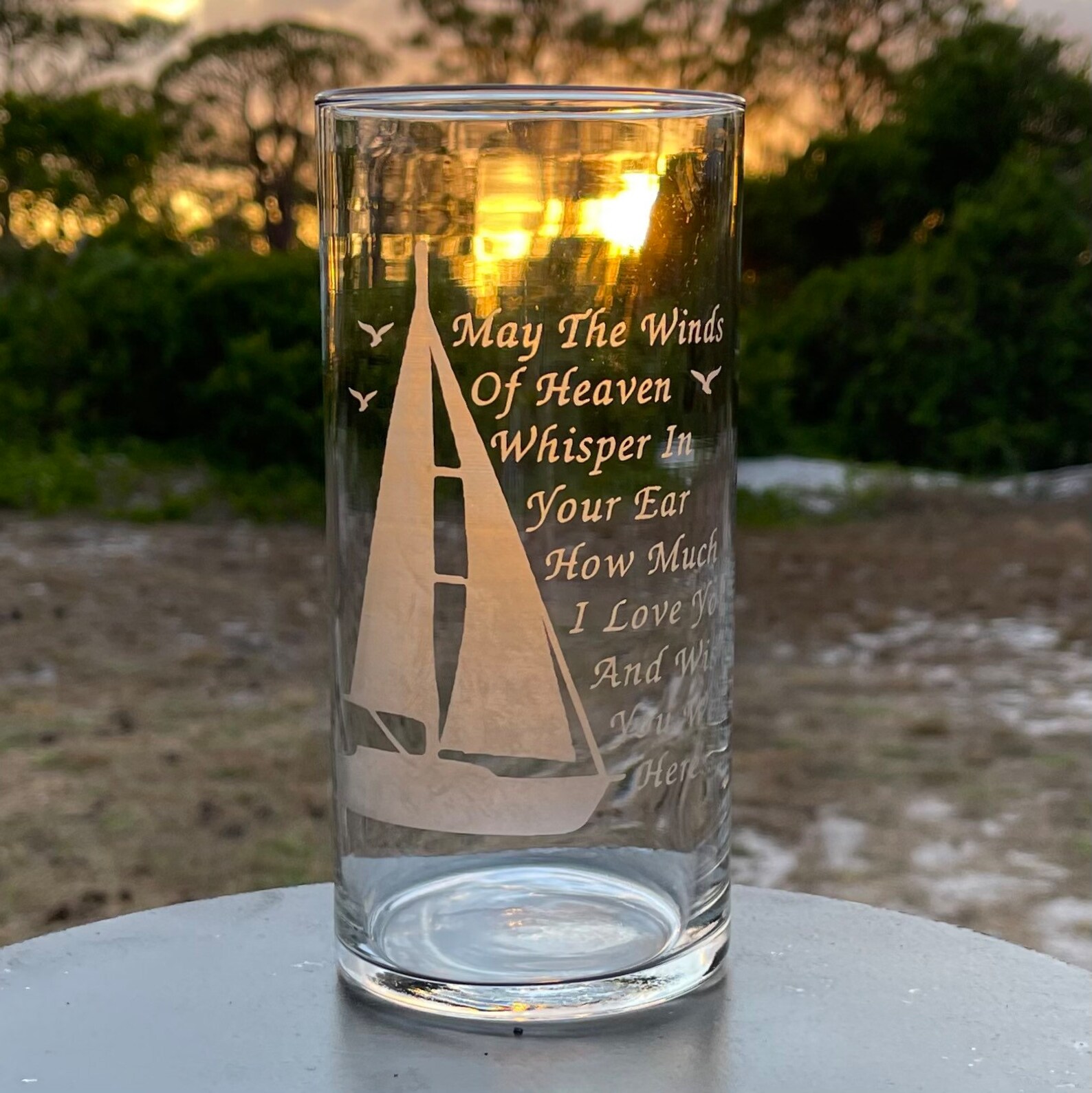 MEMORIAL VASE With Verse Sailboat Candle Holder With Poem Etsy