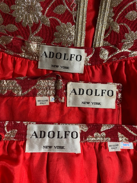 Adolfo vintage 1970s Three Piece Red and Metallic… - image 9