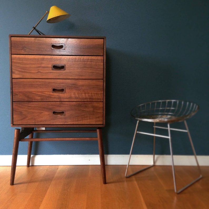 Chest of Drawers dresser- cabinet solid walnut oak scandinavian danish mid century modern Bedside Table Nightstand