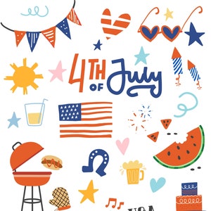 200+ 4th of July Fun Digital Planner Stickers for Goodnotes & other digital planning apps. Individual PNG files + GoodNotes Collection