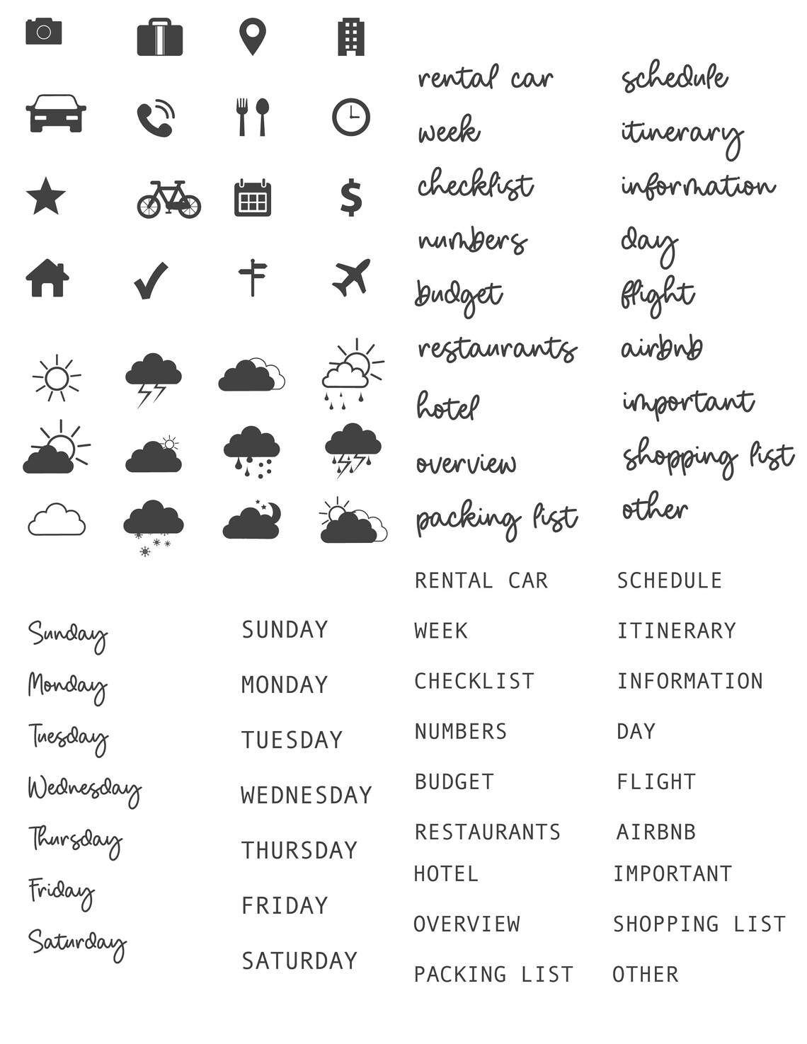 HUGE Summer Travel Vacation Digital Planner Stickers for Goodnotes