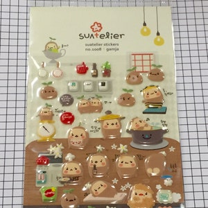 Cute Puffy Sticker sheet, GAMJA sticker, Animal sticker, Cute stickers, scrapbook material supplies, decals supplies - 1 sheet - 1008