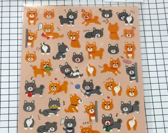 Japan cute DOGS sticker sheet supplies, Kawaii schedule sticker seal, Planner supplies, decals supplies - 1 sheet - 77844