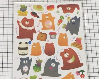 Japan paper stickers seals, cute BEAR stickers, Kawaii schedule seal, Animal sticker, Scrapbook material supplies - 1 sheet - 77270