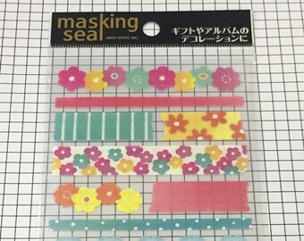 Japan washi paper masking seal, Flower pattern Sticker Sheet, cute deco tape, Scrapbooking - 1 sheet - 77621