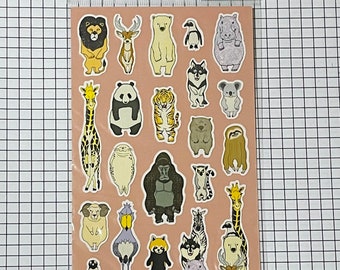 Japan paper Sticker sheet, kawaii ANIMAL theme Planner supplies, Filox supplies, Schedule stickers, decoration seals - 1 sheet - 78214