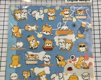 Kawaii Japanese sticker sheet,  small Shiba DOGS sticker seal, cute Scrapbooking material, Stationery supplies - 1 sheet - 85354