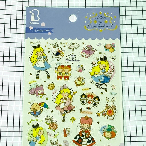 Alice in the wonderland sticker, Fairy tale story Theme sticker seal, Girl sticker, schedule seal, kawaii zakka- 1 sheet - B6023