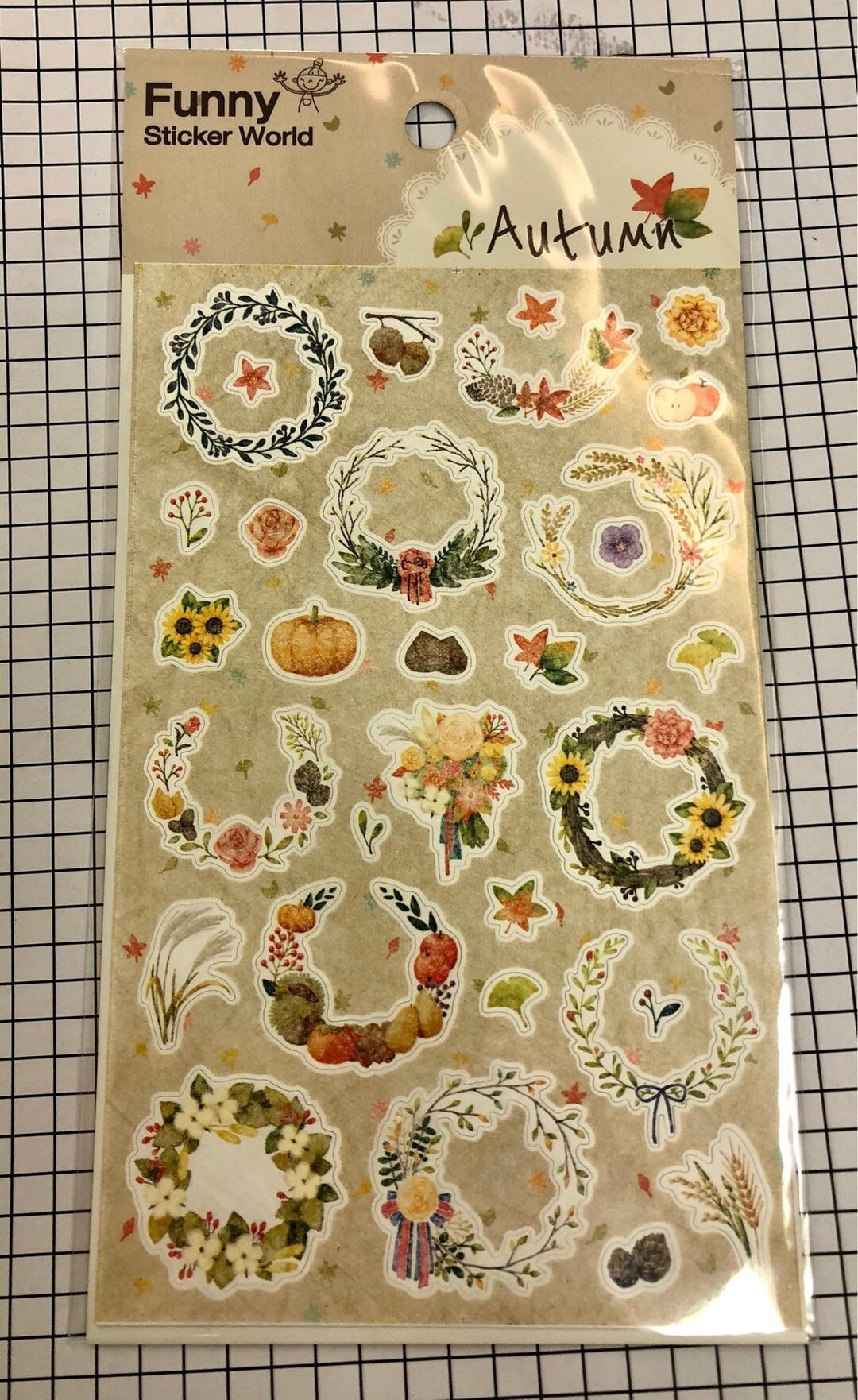 Korean Sticker Sheet Supplies AUTUMN Theme Stickers Leave Etsy