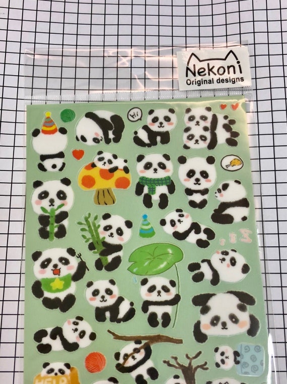 Japanese Stationery Supplies Cute PANDA Sticker Sheet Kawaii 