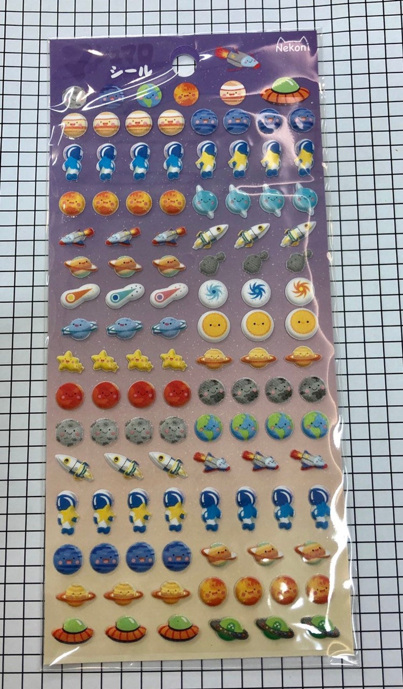 Tiny petite stickers 85986 Scrapbooking material Japan cute puffy sticker cute stickers GALAXY theme stickers 1 sheet