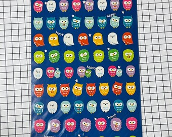 Owl sticker Seals, Bird sticker, Colorful tiny Sticker, Japan sticker supplies, agenda supplies, Schedule decoration - 1 sheet - 75114