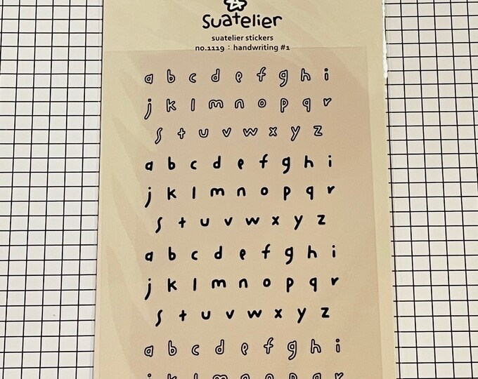 Handwriting Theme Stickers Alphabet Sticker Black Stickers Etsy