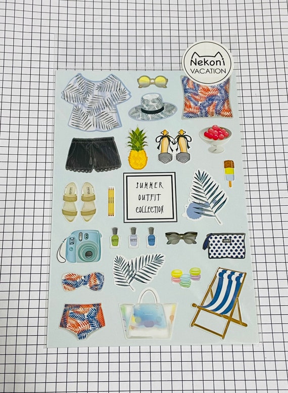 Japanese Stickers, SUMMER Outfit Collection Theme Stickers, Kawaii  Stickers, Cute Scrapbooking Material, Vacation Sticker 1 Sheet 85199 