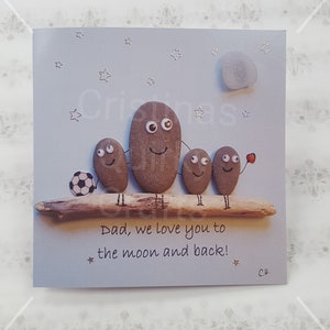 Tarjeta de felicitación "Papá te amamos a la luna y de regreso" Padres Papá, Cumpleaños, Papá de tres
