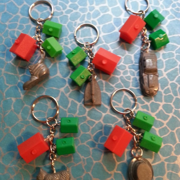 Hand Made Keyring using MONOPOLY PIECES, multiple options