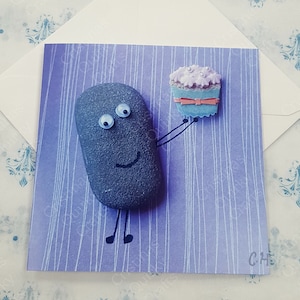 Handmade Greeting Card - Birthday, Celebrate, Exams Quirky and Fun, Pebble art, Thank you, Best Friend, Cake and Flowers, Special Friend