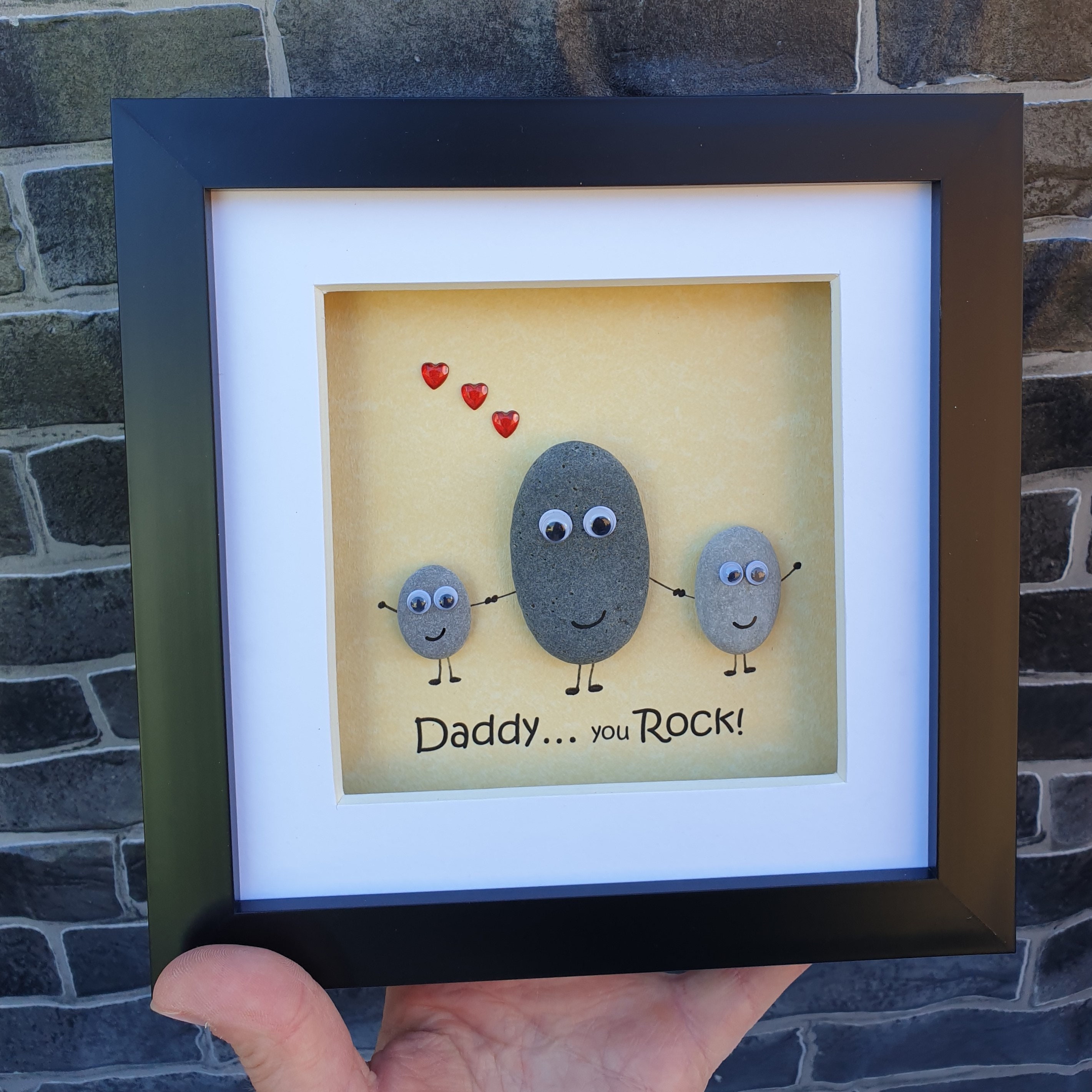 Quirky Daddy... you ROCK Pebble Art Dad of two | Etsy