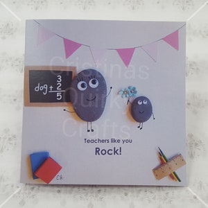 Kieselkunst Grußkarte "Lehrer wie du ROCK" Schrullig und Lustig, Unikat, Schullehrer Geschenk, Lehrhelfer