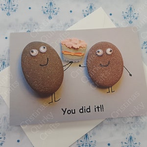 Cartão de felicitações feito à mão "Você conseguiu" peculiar e divertido, arte em seixos, cartão comemorativo, aniversário, muito bem, aprovado no teste de direção, aprovado nos exames